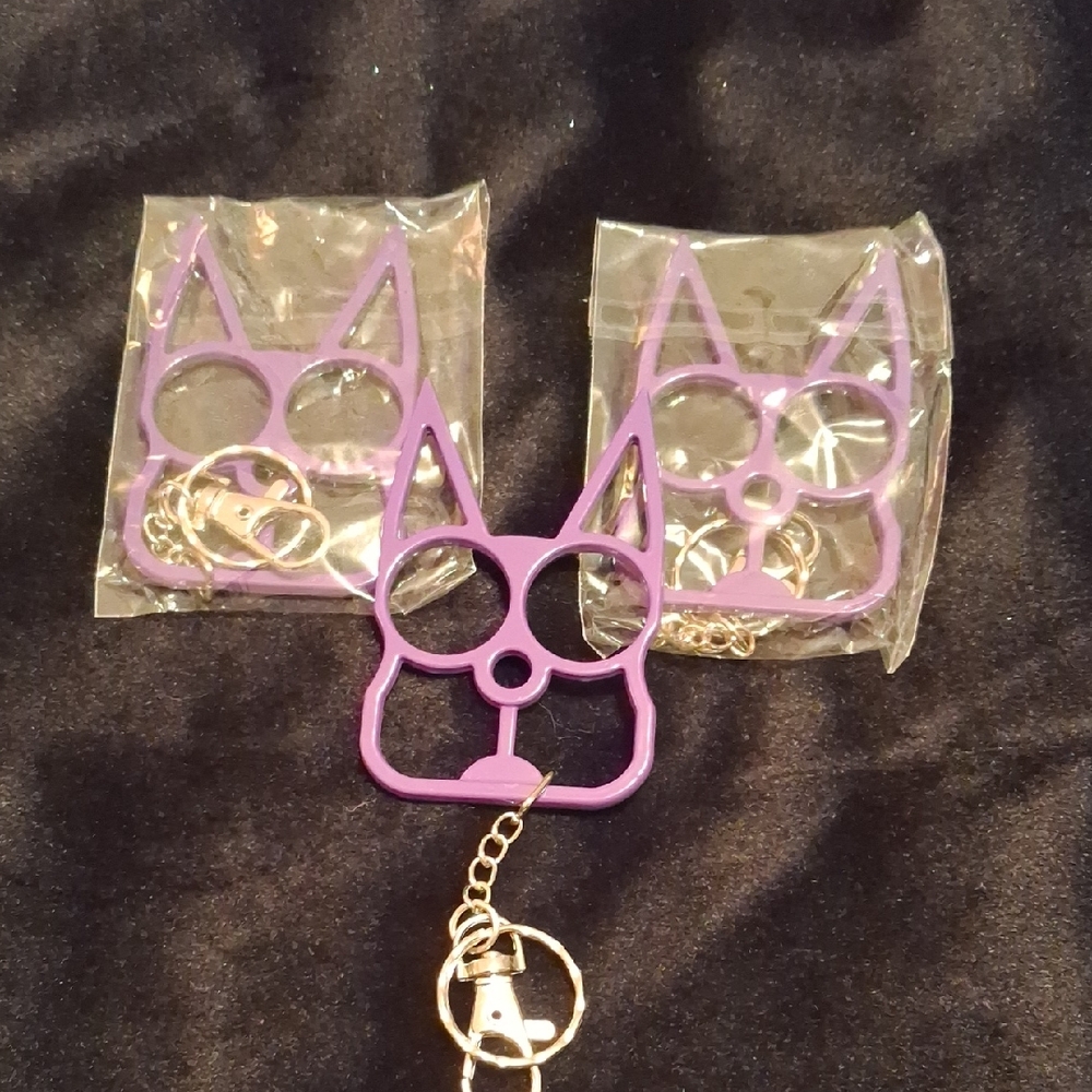 Purple Cat Keychain
